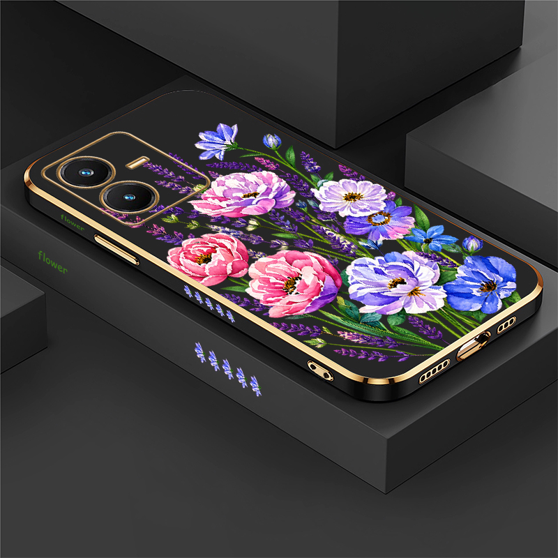 Vivo Y28 - Vivo Y28 S、Y27、Y22 S、Y21E、Y21A、Y21T、Y21S、Y20i、Y20G、Y20S、Y20A、Y20、Y19、Y18、Y18E対応、花柄の耐傷性ソフトTPUケース