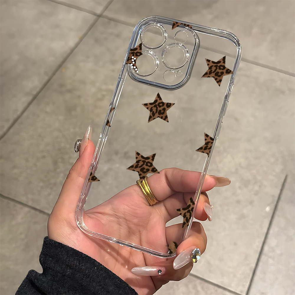 Phone Cases Leopard Print - ワイルドレオパード柄スターシリコン製iPhoneケース（iPhone 17、16、15、14、13、12、11 Pro、Xs Max、Air、Mini、7、8、6、6s Plus、SE 2020、2022対応）