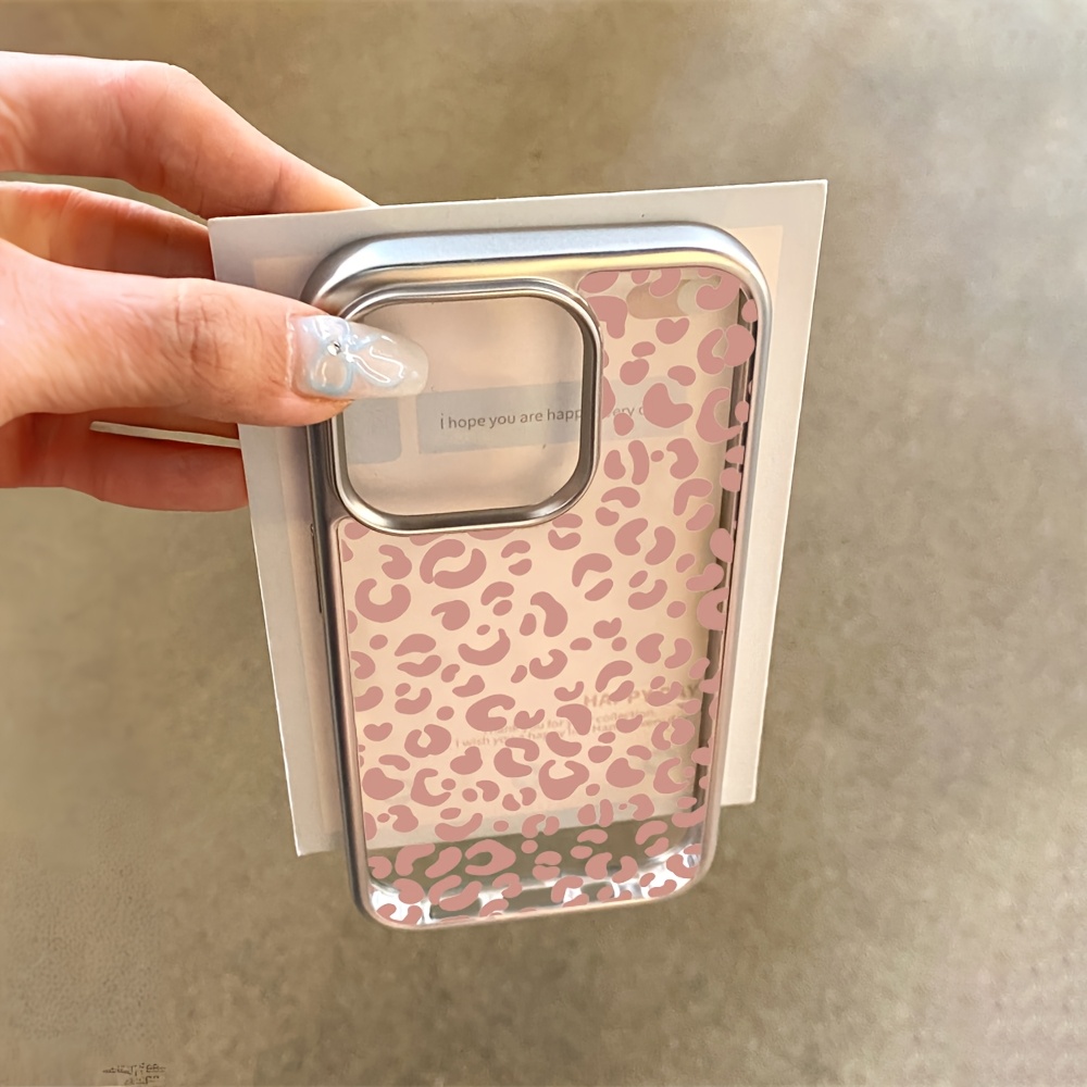Phone Cases Leopard Print - ピンクのレオパード柄電気メッキ透明スマホケース iPhone 17 Air 16 E