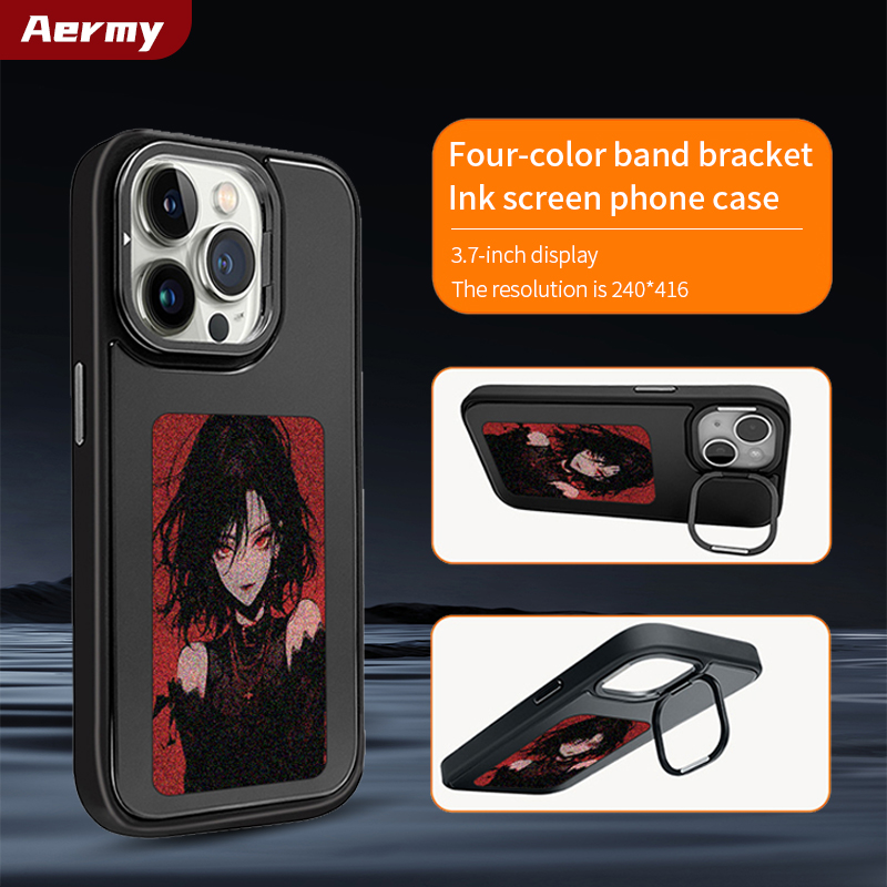 Phone Cases Diy - Aermy 3.7インチNFC電子インク電話DIY HD 4色ケース電子ペーパーインクスクリーンケース（iPhone 14/15/16 Pro