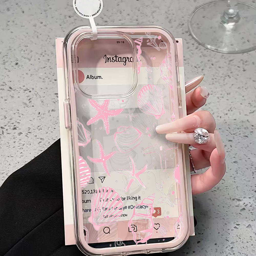 Phone Cases Pink - 夏のピンク貝殻クリアスマホケース iPhone 17 13 16 15