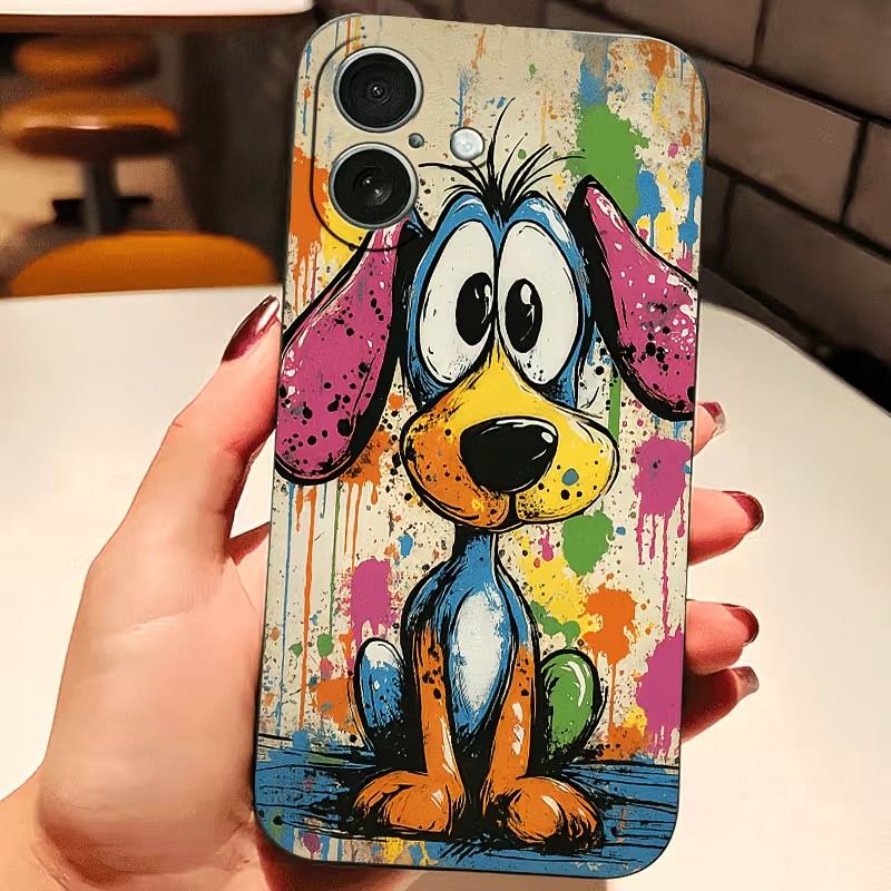 Phone Cases Iphone 17 Pro Max - 落書きカラーの子犬柄TPUスマホケース iPhone 17 16 15 14