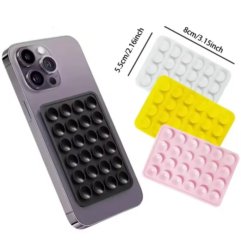 Phone Cases Silicone - シリコン製吸盤式スマホホルダーマット。多機能吸盤、壁掛けスタンド、正方形、滑り止め、片面ケース取り付け用、背面ステッカー。