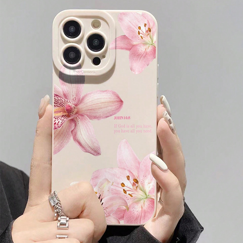Phone Cases For Samsung S21 5G - 青い花柄の塗装済みシリコンケース Samsung Galaxy S26 S25 S24