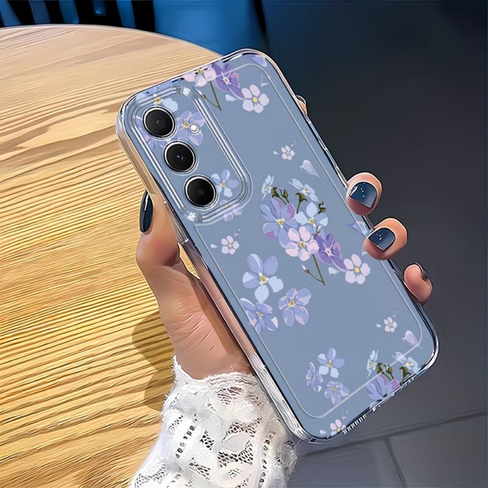 Phone Cases For Samsung S21 5G - 水彩画風フラワー柄クリアソフト耐衝撃スマホケース Samsung Galaxy S26 S25 S24