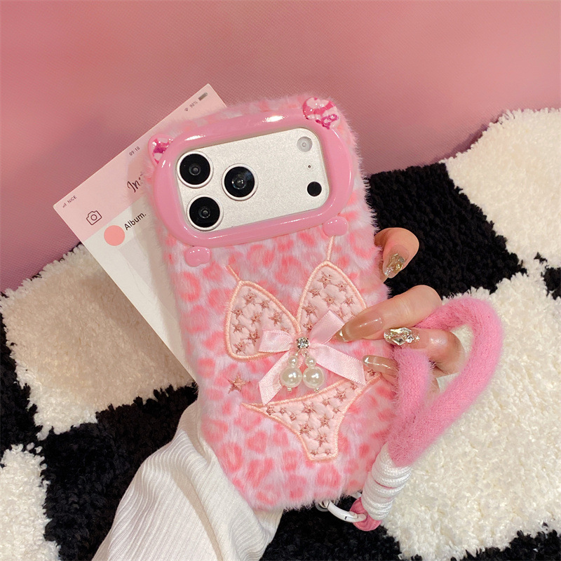 Phone Cases Iphone 17 Pro Max - 高級感のあるレオパード柄ビキニプリントのぬいぐるみ風スマホケース iPhone 17 Air 16 15