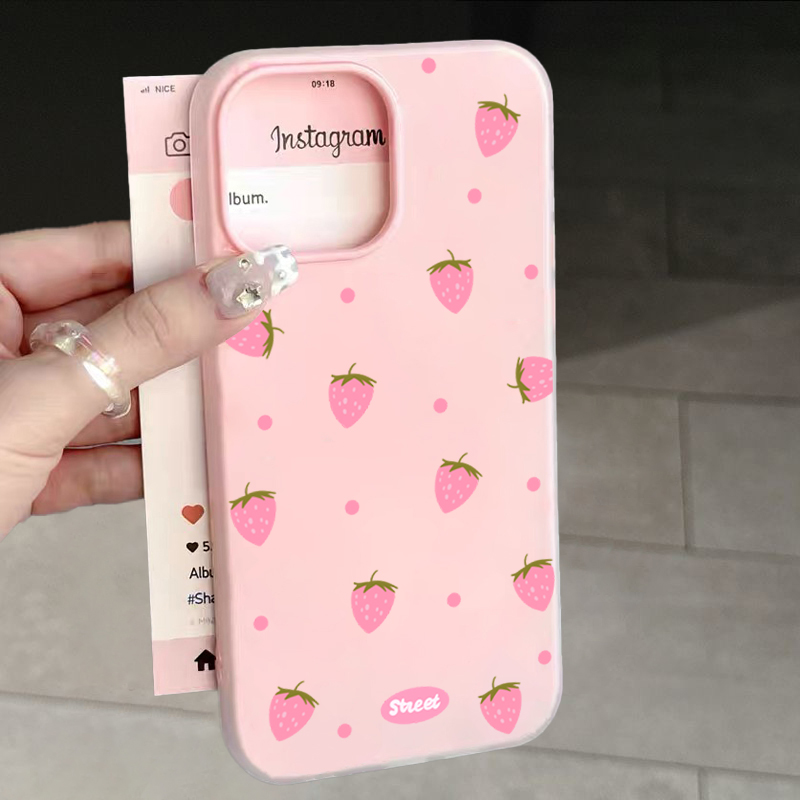Phone Cases Pink - 甘いピンクのイチゴ柄スマホケース Redmi 10 11 12 13