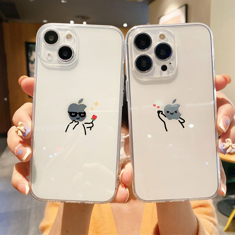 Phone Cases Quirky - 面白いマッチ棒人形 クリアカップル携帯ケース iPhone 17 16 14