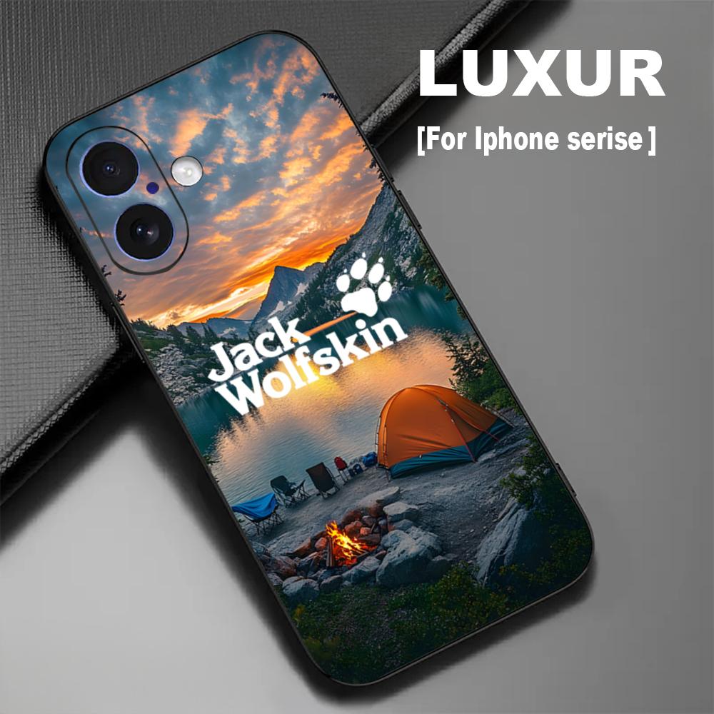 Phone Cases Brand - ブランド：Jack W-Wolfskin。対応機種：iPhone 18、17、16、15、14、13、12、X、XR、XS、Plus、Mini、Pro Max。素材：ソフトブラック、耐衝撃カバー。
