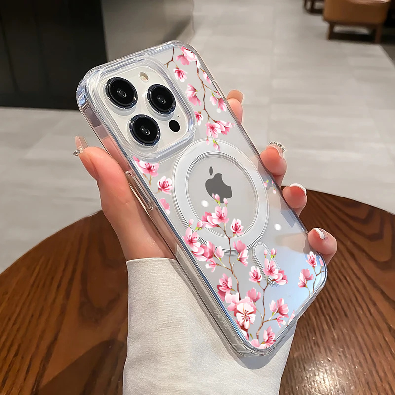 Phone Cases Pink - 高級ピンク INS 花柄ケース iPhone 14 Pro