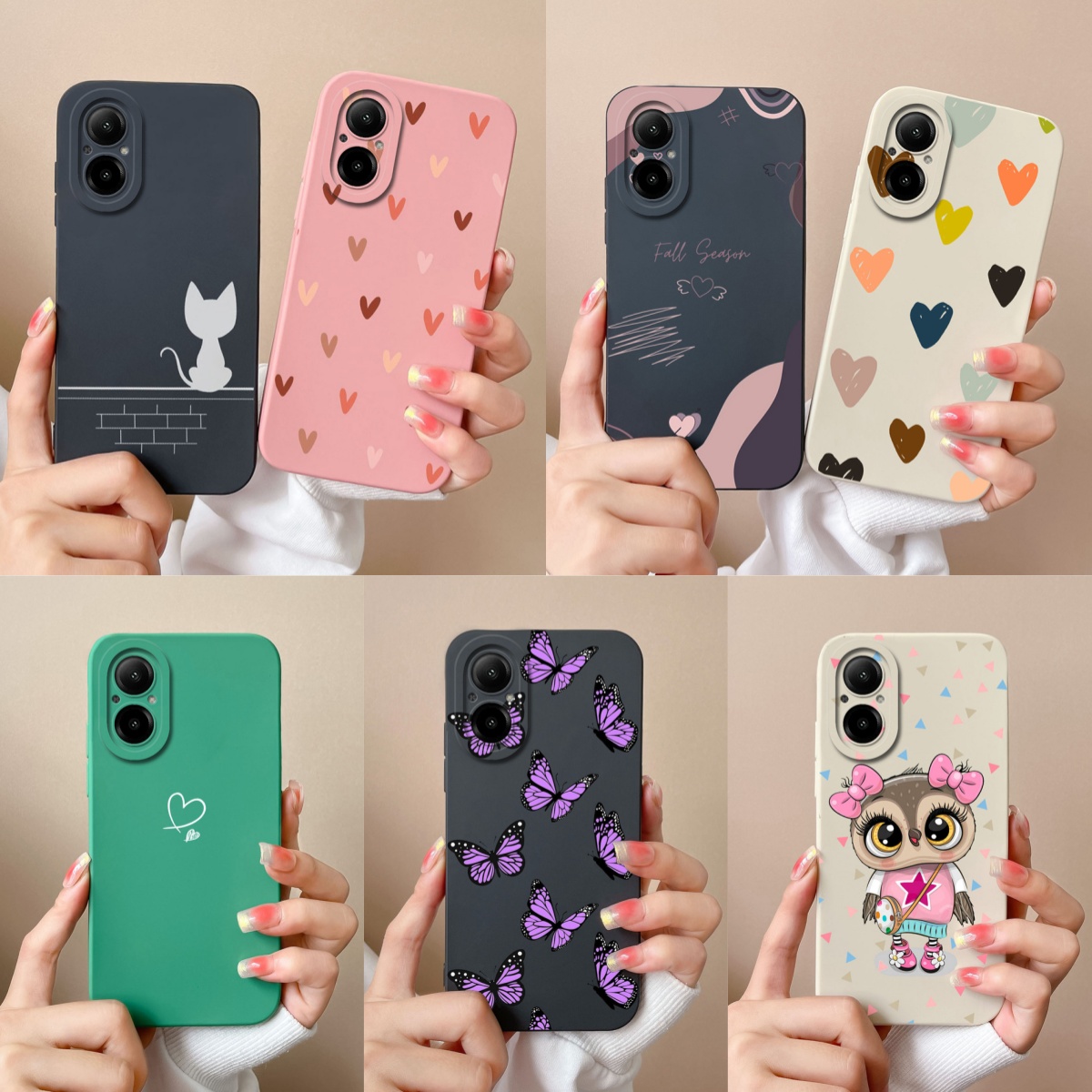 Phone Cases Aviation - Realme C67 電話ケース楽しい蝶カメラ保護ソフト液体シリコーンバックカバー Oppo Realme C