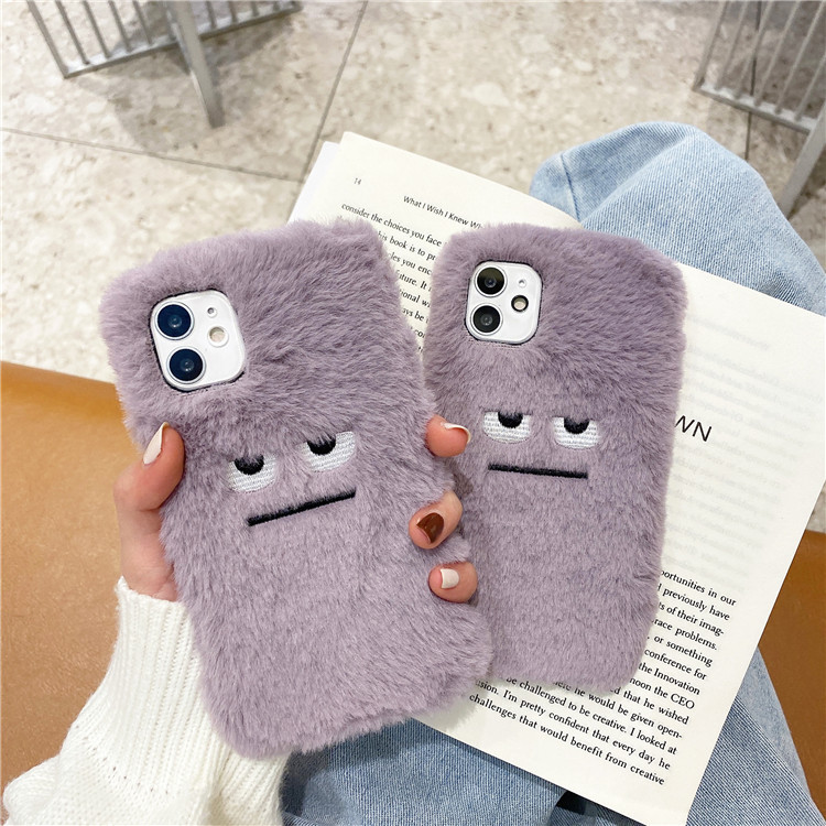 Phone Cases Quirky - 面白いぬいぐるみ風ファーパターンのソフトフォンケース iPhone 15 14 13 12