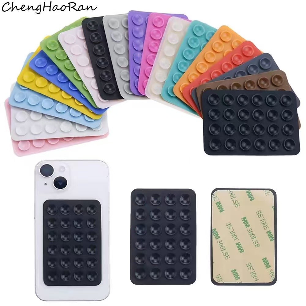 Phone Cases Silicone - 多機能シリコン吸盤式スマホホルダーパッド、吊り下げ式四角滑り止め片面スマホケース背面ステッカー