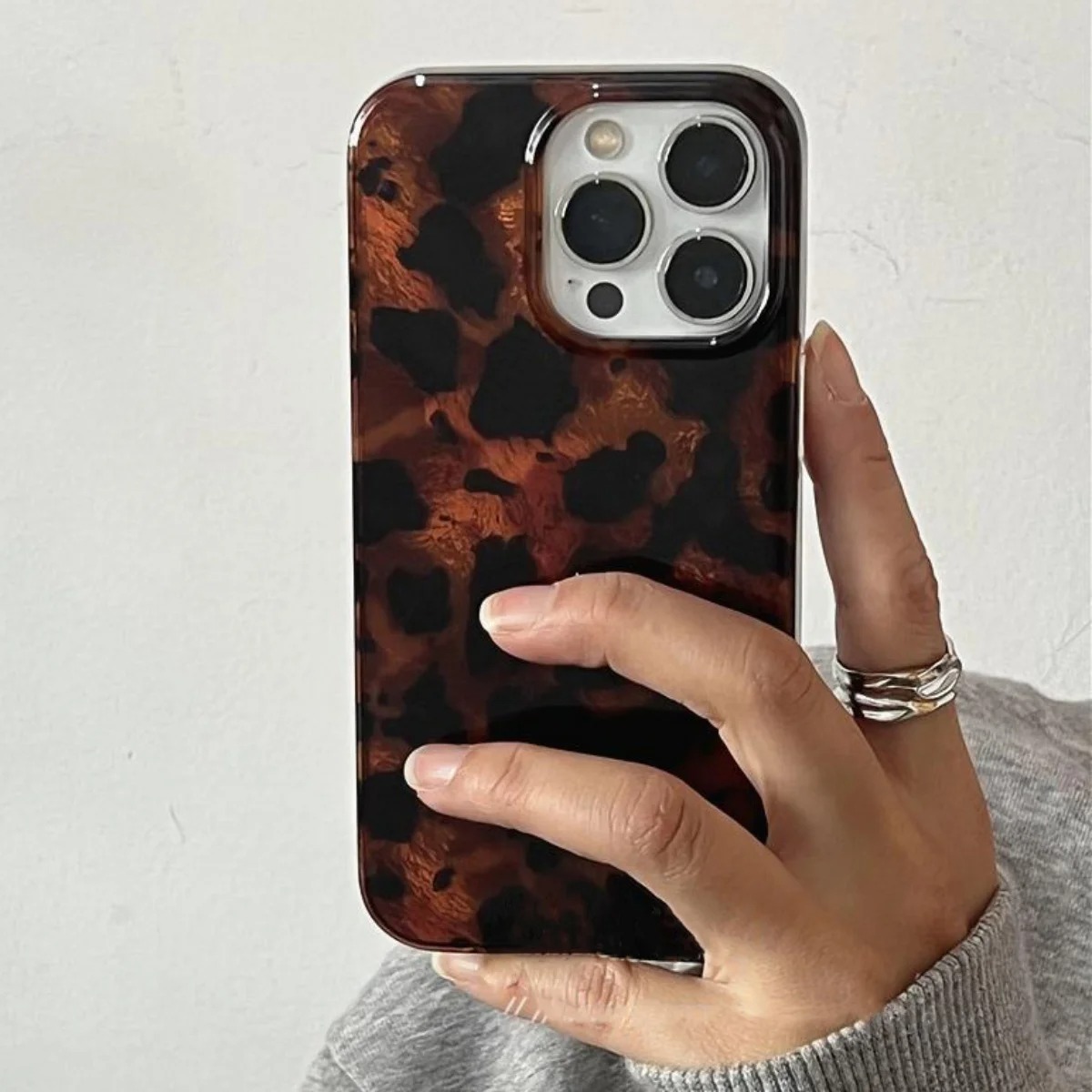 Phone Cases Leopard Print - レトロアンバーテクスチャレーザーフォンケース iPhone 16 17 Pro Max