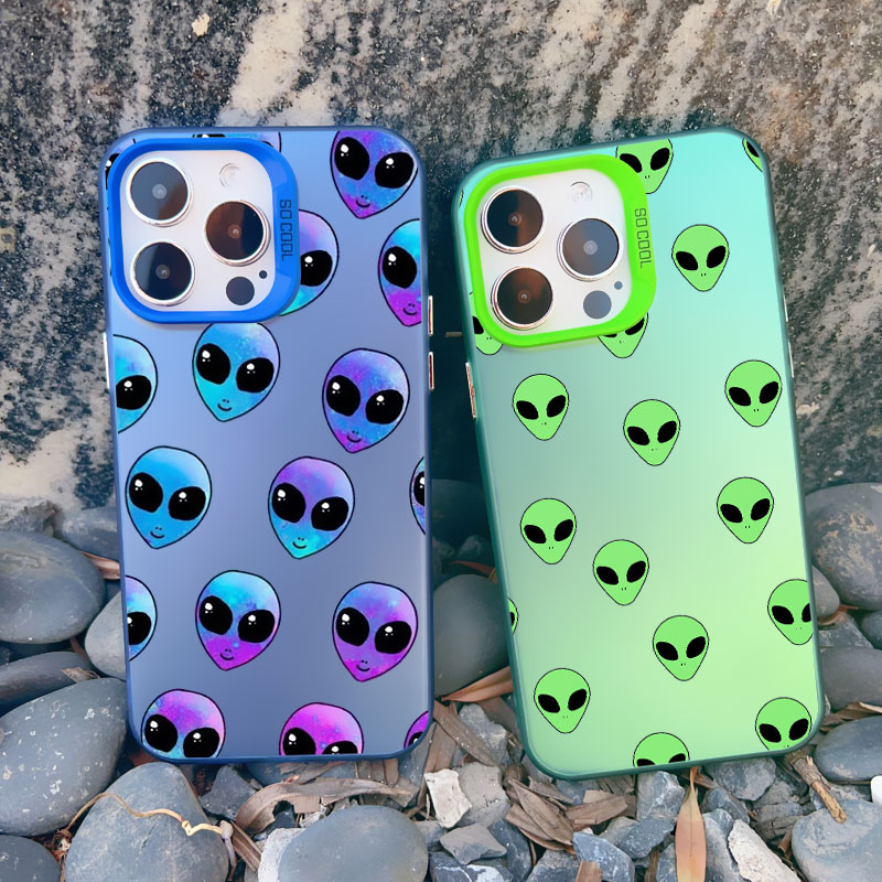 Phone Cases Quirky - 面白い漫画風エイリアンレーザー柄iPhoneケース iPhone 17 14 11 Pro