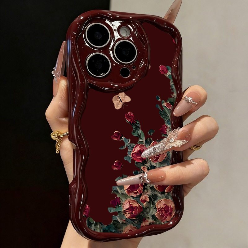 Phone Cases Art - レトロな油絵風花柄スマホケース iPhone 17 16 14 Pro
