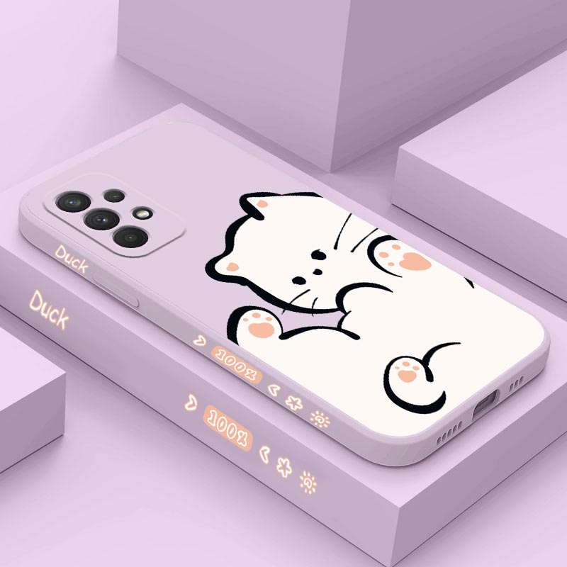 ホワイトクラウド猫シリコーン電話ケース三星銀河 A54 A3 - Phone Cases Aviation のレビューと価格