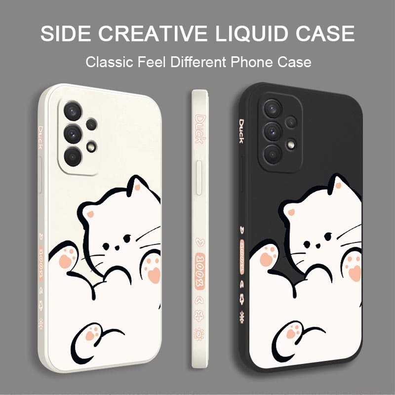 ホワイトクラウド猫シリコーン電話ケース三星銀河 A54 A3 - Phone Cases Aviation のレビューと価格