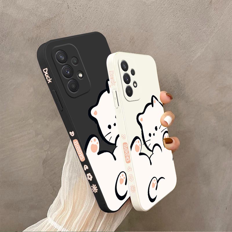 ホワイトクラウド猫シリコーン電話ケース三星銀河 A54 A3 - Phone Cases Aviation のレビューと価格