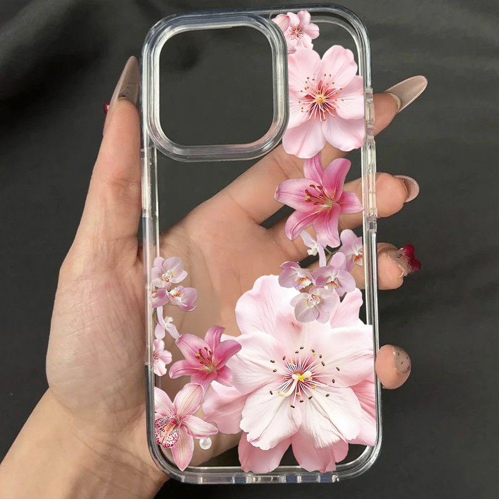 ピンクのユリの花柄 iPhone 16 Pro/15/13/ - Phone Cases Pink のレビューと価格
