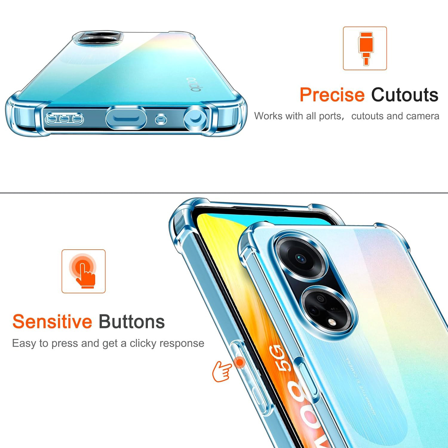 厚い耐衝撃シリコーンクリア電話ケース Oppo A98 5G - Phone Cases Aviation のレビューと価格
