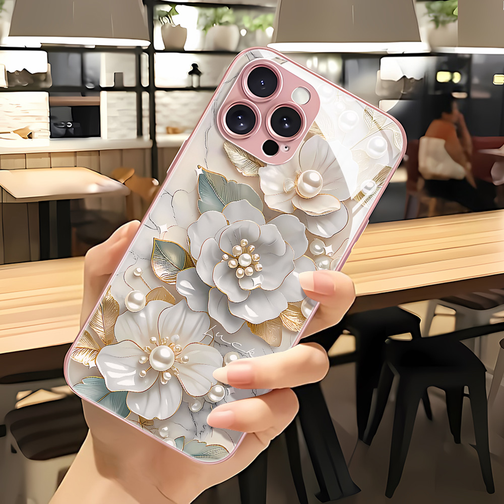 ピンクの花柄強化ガラス製スマホケース Samsung S26 - Phone Cases Pink のレビューと価格