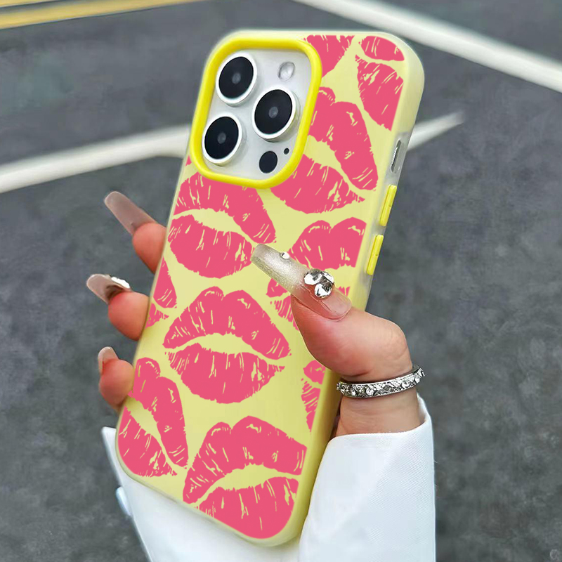 セクシーガール ピンクリップス柄デザイン 2in1 マットス - Phone Cases Pink のレビューと価格