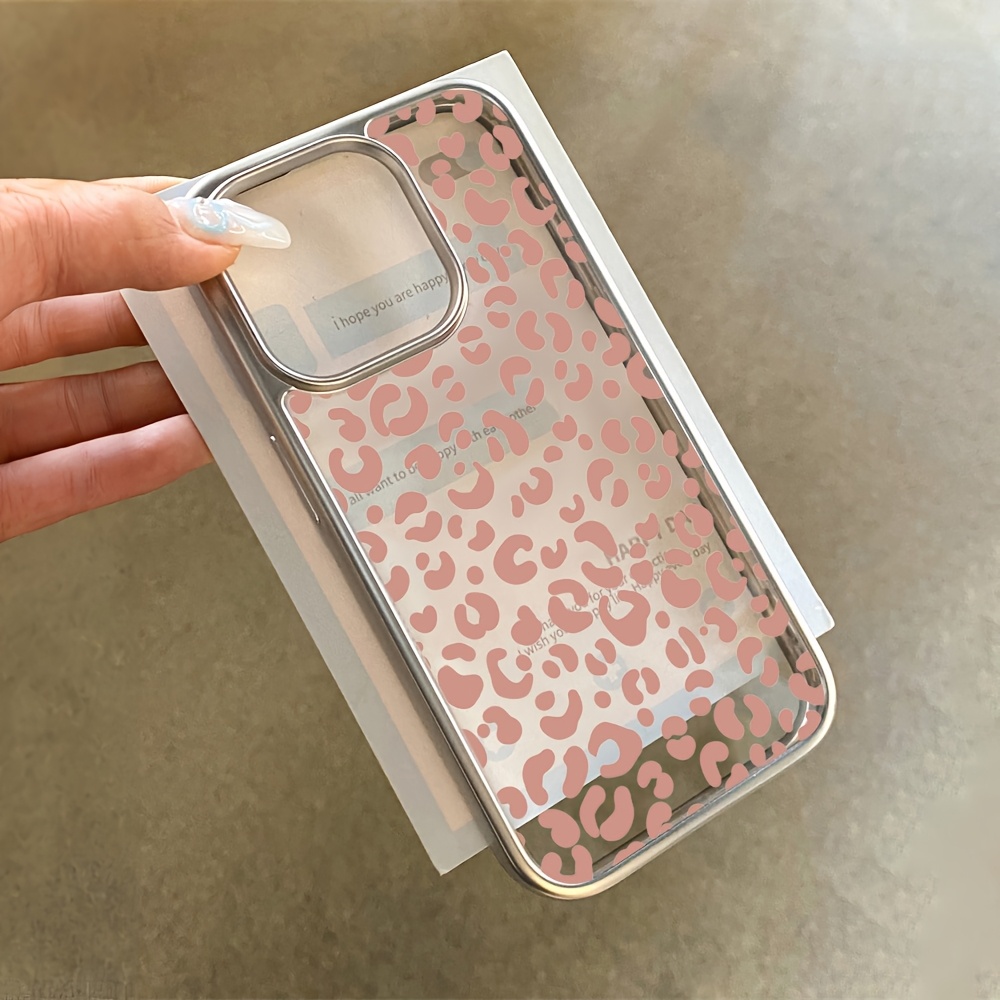 ピンクのレオパード柄電気メッキ透明スマホケース iPhone - Phone Cases Leopard Print のレビューと価格
