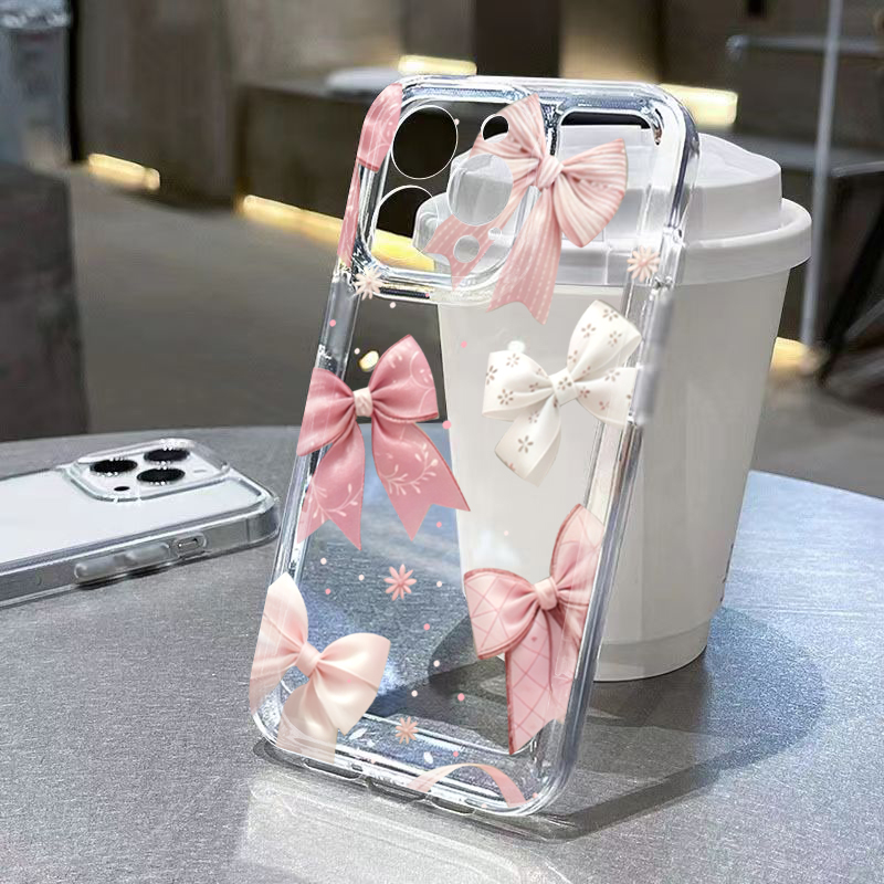 ピンクのリボンデザイン透明TPUスマホケース、Samsung - Phone Cases Pink のレビューと価格
