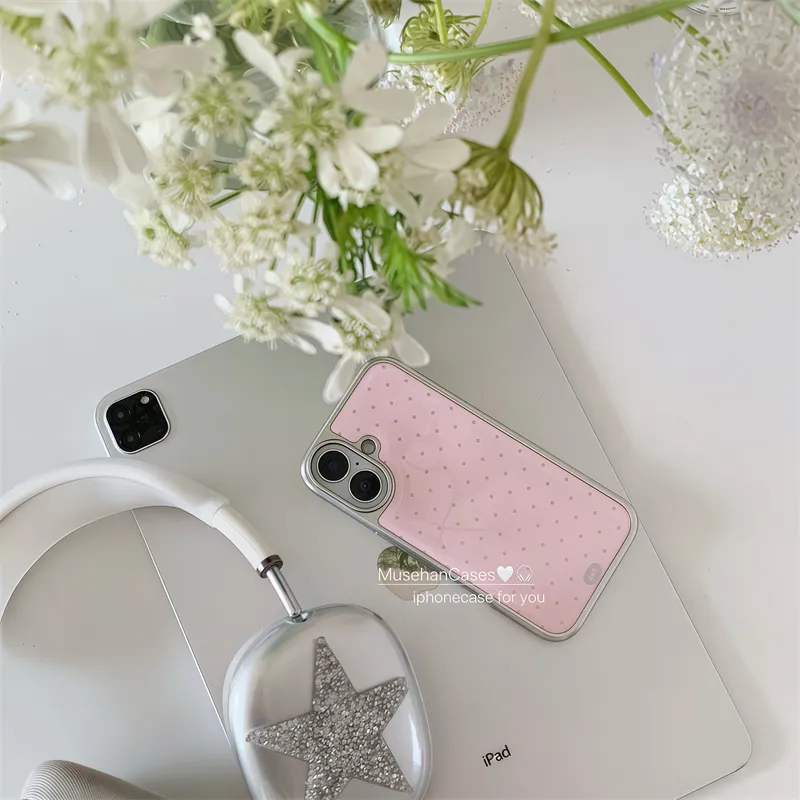 韓国風クリームピンク水玉アートファッション漫画クリエイティブ - Phone Cases Art のレビューと価格
