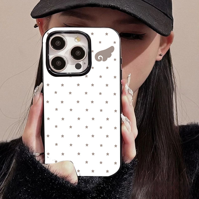 かわいい星と天使の羽の黒いサイドフォンケース iPhone  - Phone Cases Xr Cute のレビューと価格
