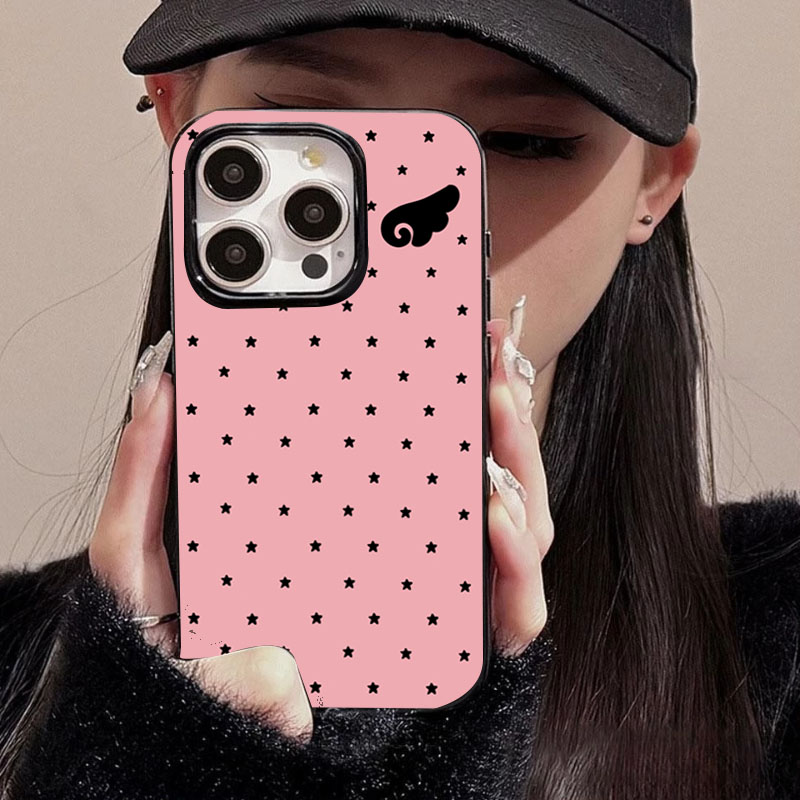 かわいい星と天使の羽の黒いサイドフォンケース iPhone  - Phone Cases Xr Cute のレビューと価格