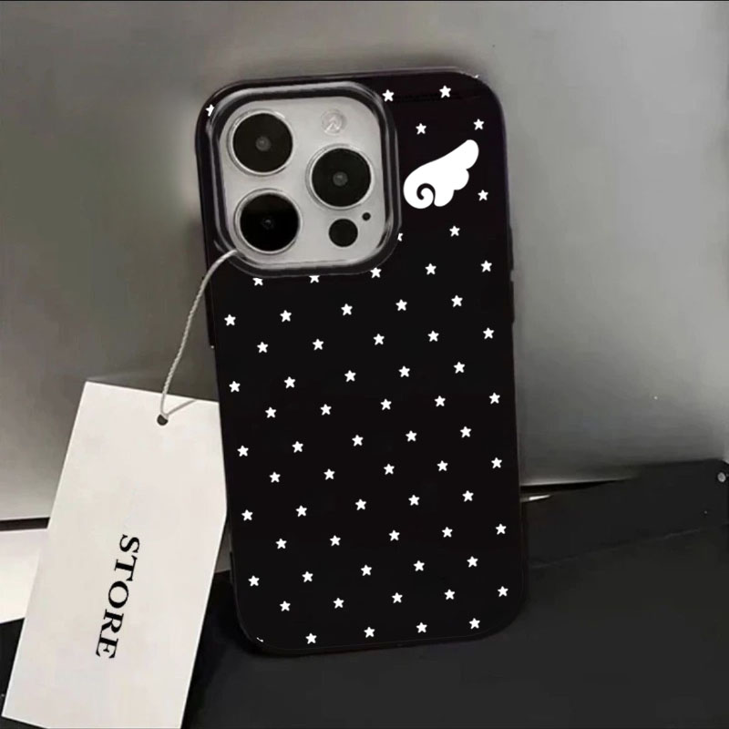 かわいい星と天使の羽の黒いサイドフォンケース iPhone  - Phone Cases Xr Cute のレビューと価格