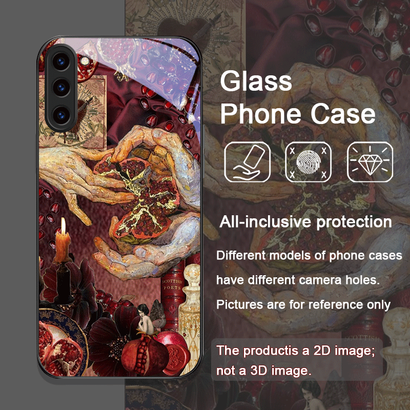 豪華なザクロの花柄強化ガラス製スマホケース Samsung  - Phone Cases For Samsung S21 5G のレビューと価格