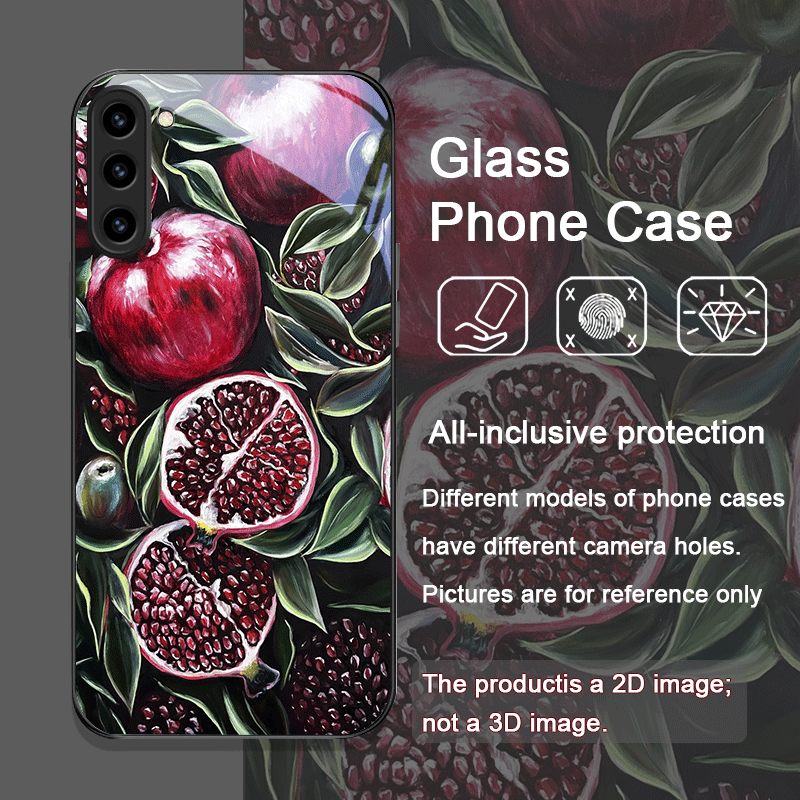 豪華なザクロの花柄強化ガラス製スマホケース Samsung  - Phone Cases For Samsung S21 5G のレビューと価格