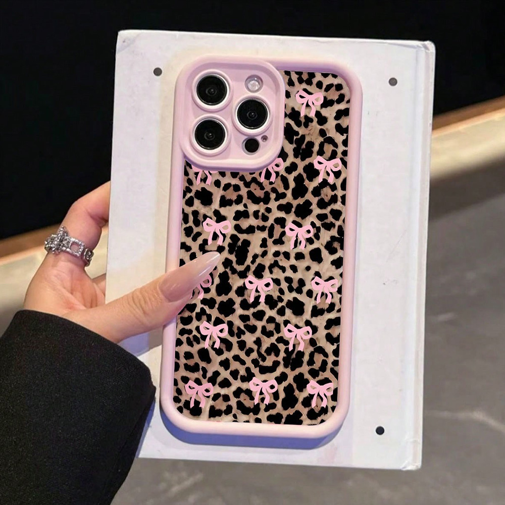 ピンクのリボン、ユリの花、ヒョウ柄のスマホケース iPhon - Phone Cases Leopard Print のレビューと価格
