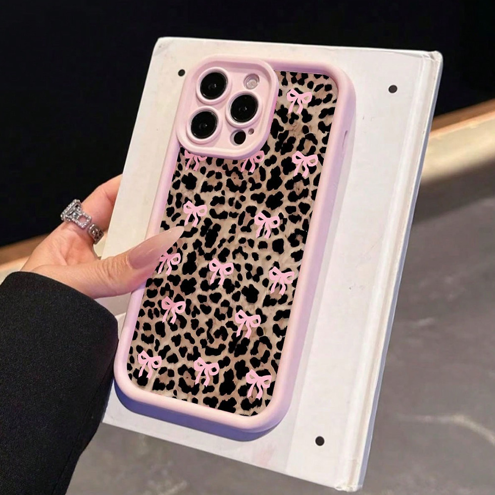 ピンクのリボン、ユリの花、ヒョウ柄のスマホケース iPhon - Phone Cases Leopard Print のレビューと価格
