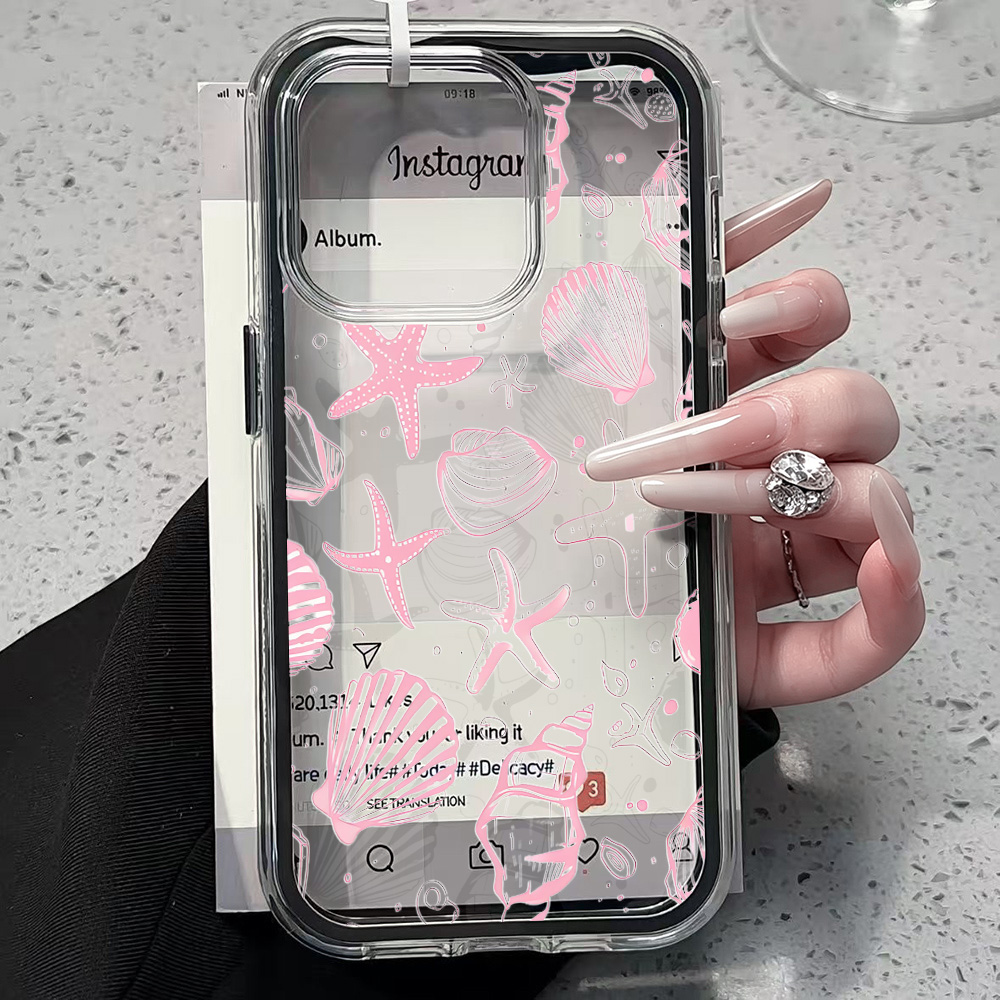 夏のピンク貝殻クリアスマホケース iPhone 17 13  - Phone Cases Pink のレビューと価格