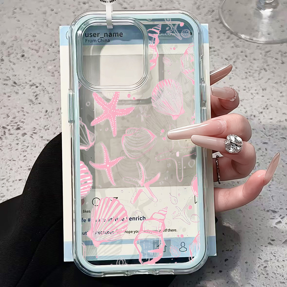 夏のピンク貝殻クリアスマホケース iPhone 17 13  - Phone Cases Pink のレビューと価格