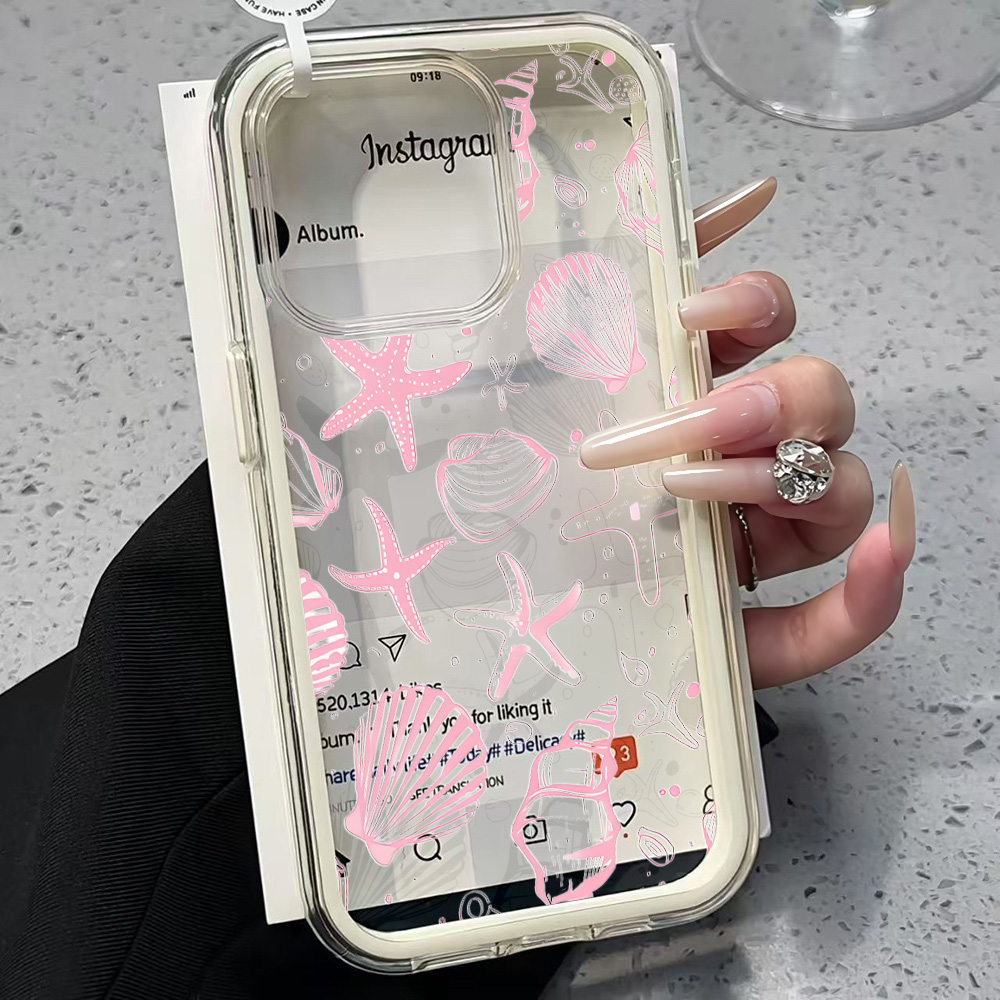 夏のピンク貝殻クリアスマホケース iPhone 17 13  - Phone Cases Pink のレビューと価格