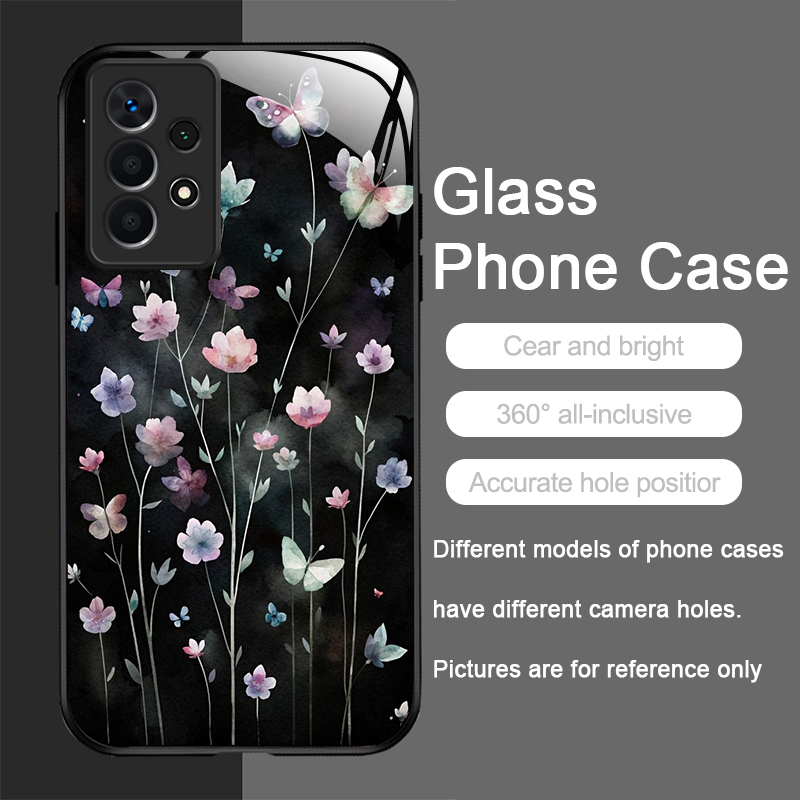 ヴィンテージ風花柄蝶々フラワーデザイン強化ガラス製スマホケー - Phone Cases Art のレビューと価格