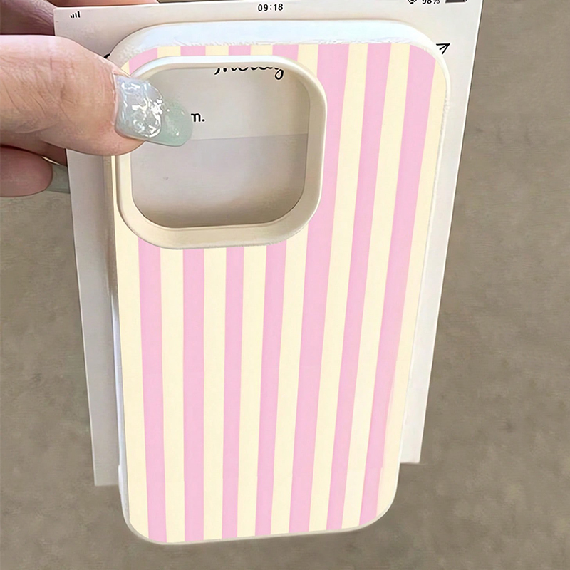 シンプルなピンクの縦縞ライチ柄iPhoneケース iPhon - Phone Cases Pink のレビューと価格