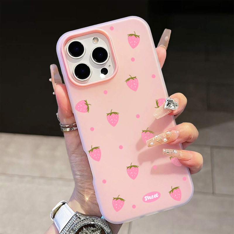 甘いピンクのイチゴ柄スマホケース iPhone 17 11  - Phone Cases Pink のレビューと価格