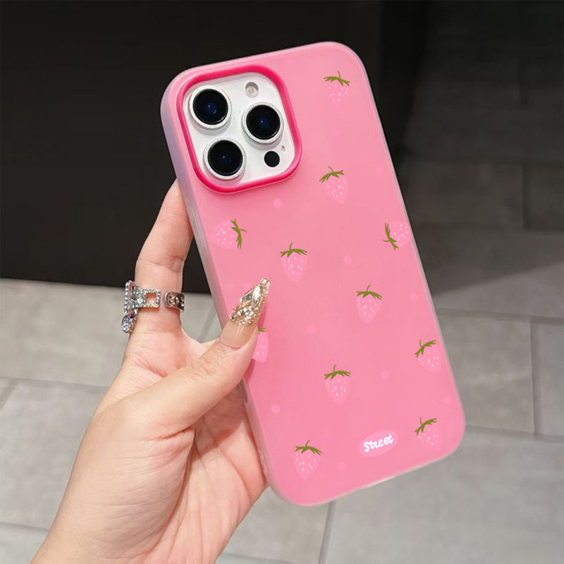 甘いピンクのイチゴ柄スマホケース iPhone 17 11  - Phone Cases Pink のレビューと価格