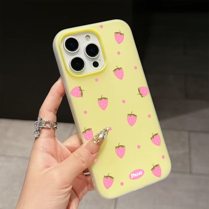 甘いピンクのイチゴ柄スマホケース iPhone 17 11  - Phone Cases Pink のレビューと価格