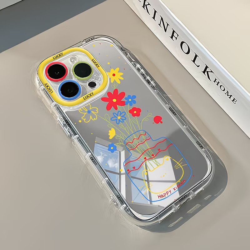 夏のデイジー柄猫花瓶デザインミラー付きスマホケース iPho - Phone Cases Xr Cute のレビューと価格