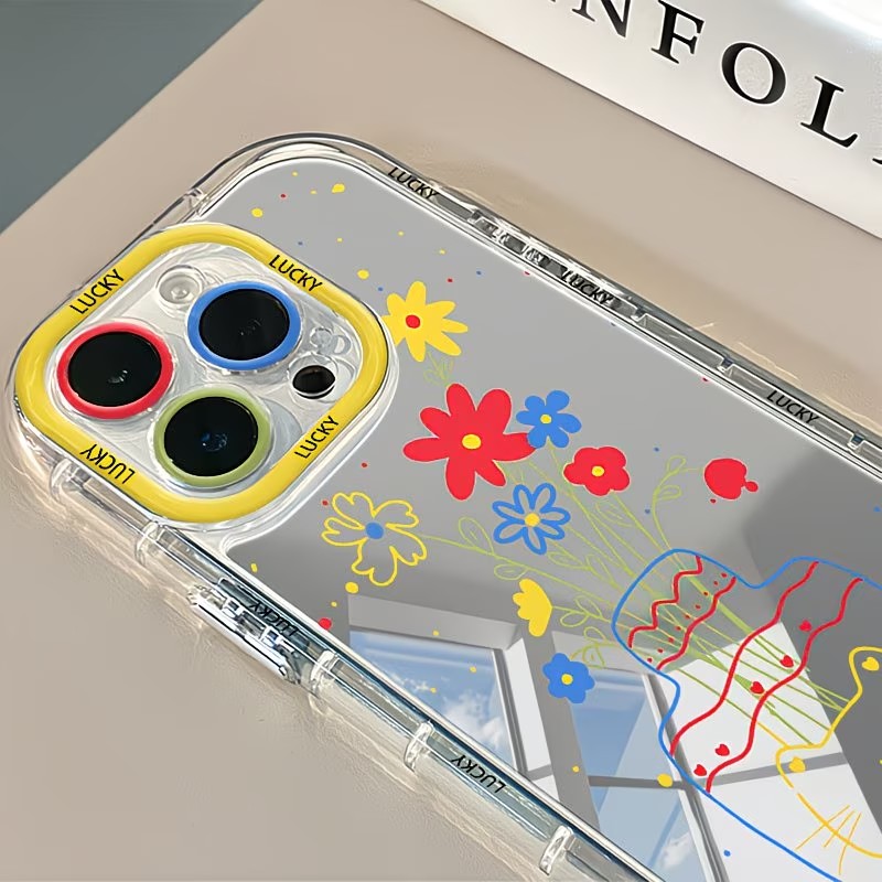 夏のデイジー柄猫花瓶デザインミラー付きスマホケース iPho - Phone Cases Xr Cute のレビューと価格