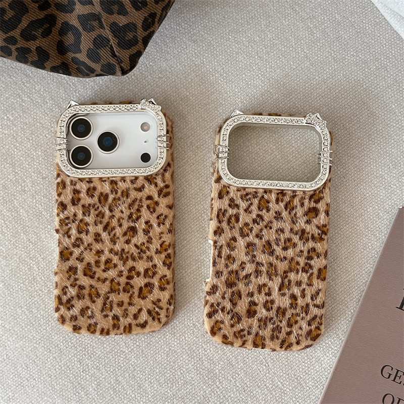 高級ダイヤモンドがちりばめられたヒョウ柄の豪華なプラッシュ携 - Phone Cases Leopard Print のレビューと価格