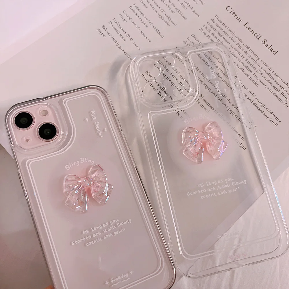 可愛い3Dクリスタルリボン付きクリアスマホケース iPhon - Phone Cases Xr Cute のレビューと価格