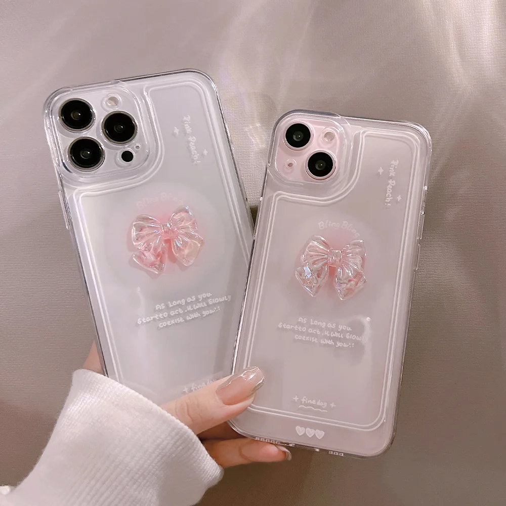 可愛い3Dクリスタルリボン付きクリアスマホケース iPhon - Phone Cases Xr Cute のレビューと価格